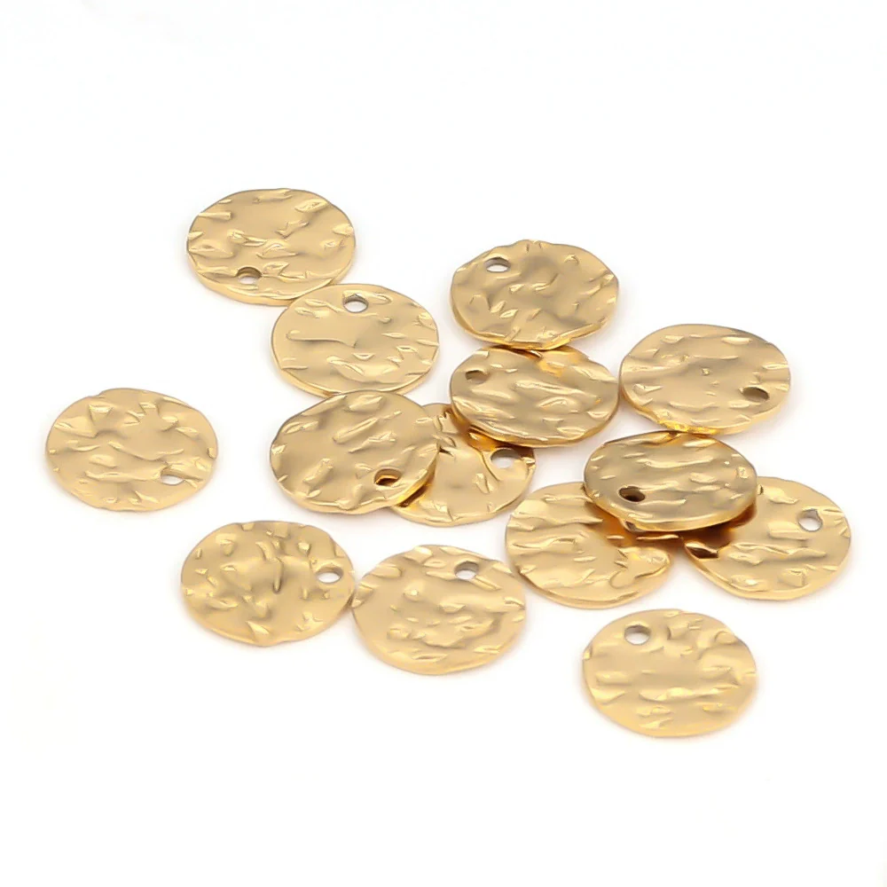 Stainless Steel Pleated Disc Embossed Pendant Jewelry Accessories With Round Pattern And Electroplating - Image 6