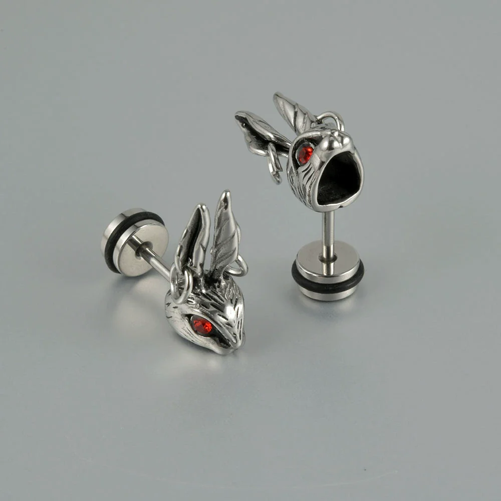 Stainless Steel Punk Skull Dripping Oil Earrings - Image 10