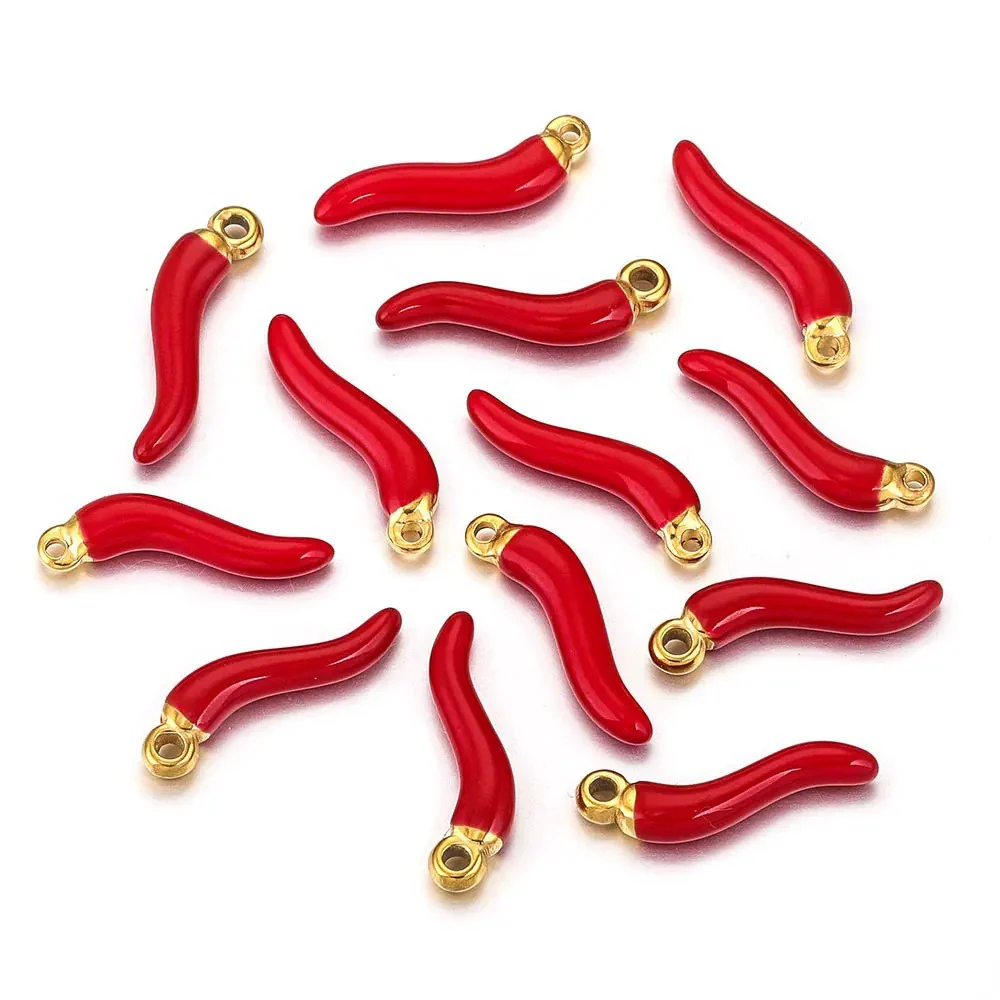 Stainless Steel Red Pepper Oildripping Pendant Earrings Jewelry Accessories