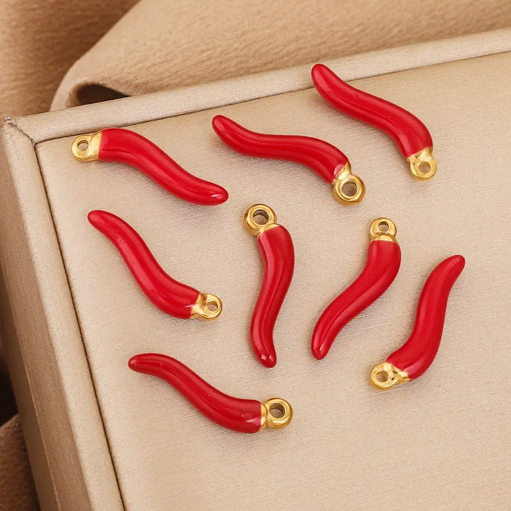 Stainless Steel Red Pepper Oildripping Pendant Earrings Jewelry Accessories - Image 3