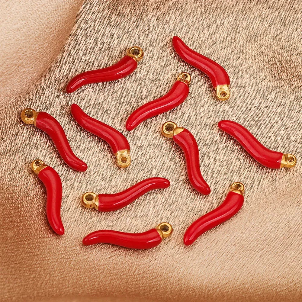 Stainless Steel Red Pepper Oildripping Pendant Earrings Jewelry Accessories - Image 4