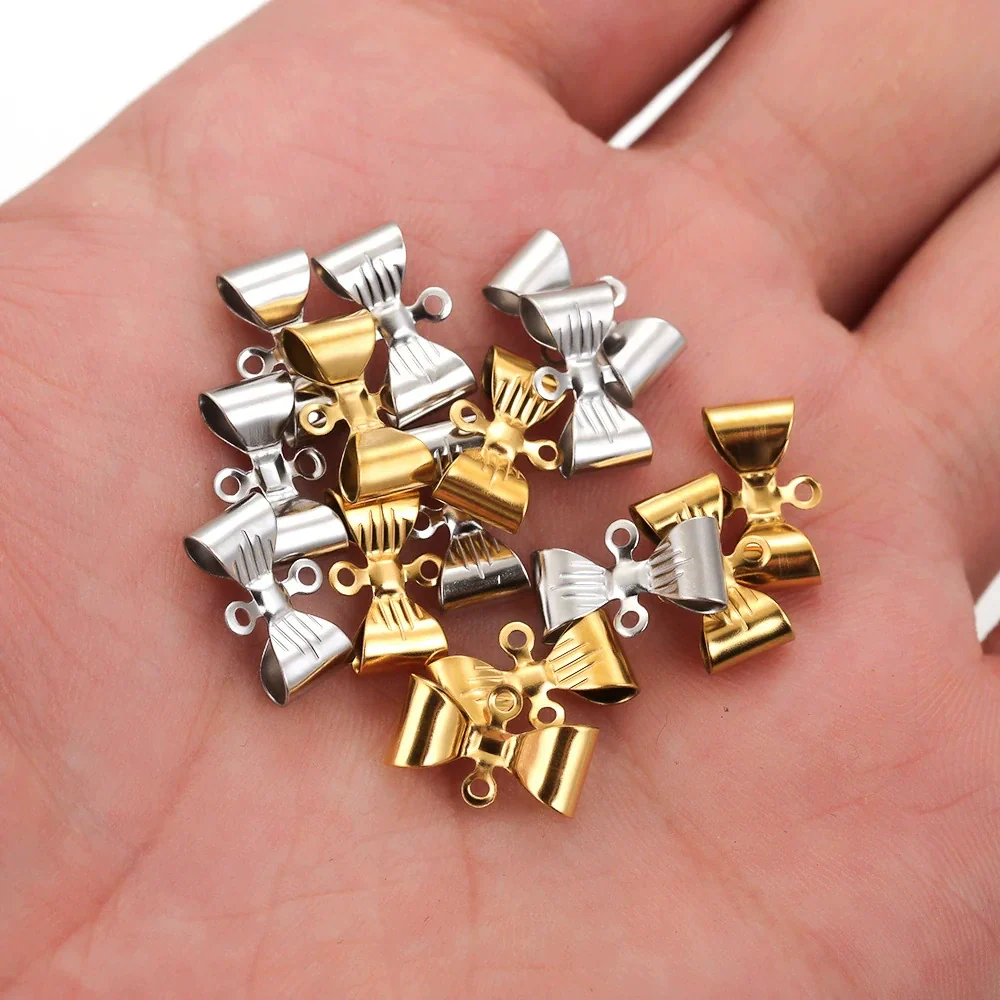 Stainless Steel Retro Double Hole Bow Jewelry Accessories Pendant For Diy Necklace And Bracelet Making With Electroplating - Image 3