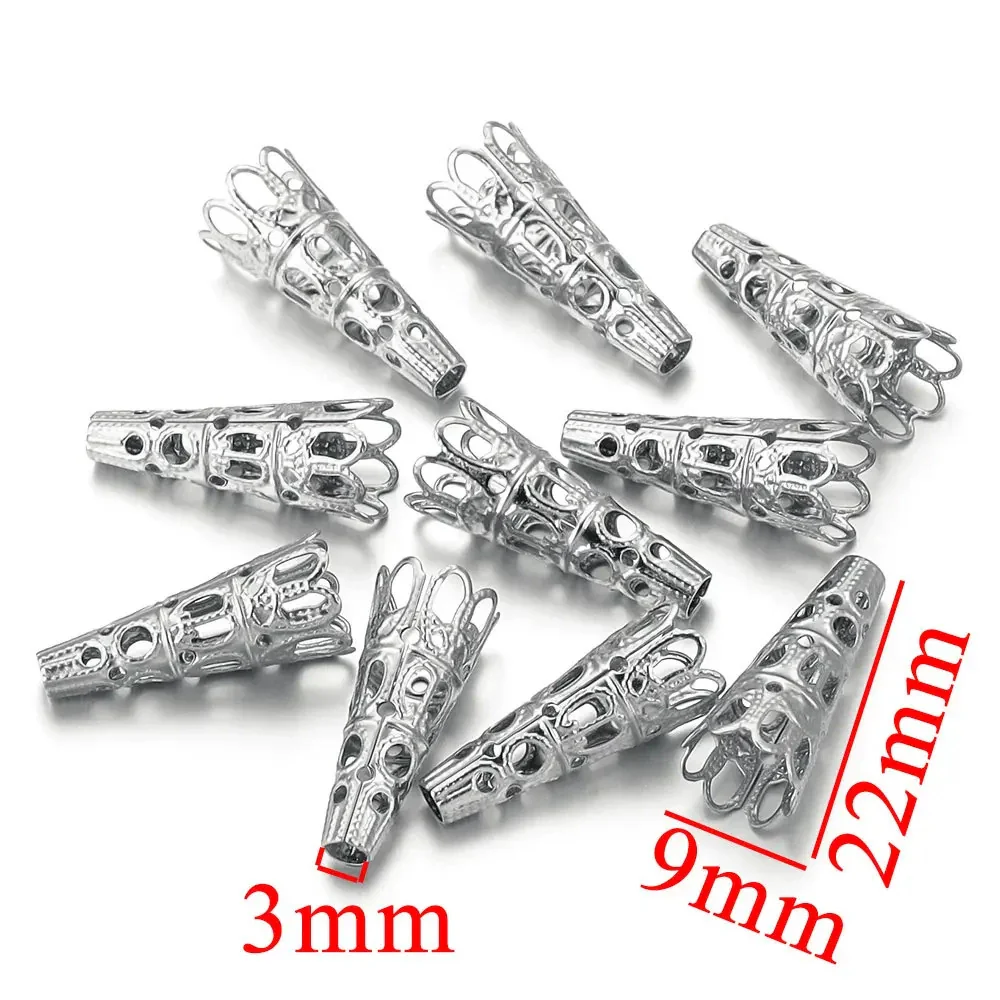 Stainless Steel Retro Funnelshaped Flower Bead Cover For Diy Necklace Bracelet Jewelry With Electroplating And 18K Gold Vacuum Plating - Image 9