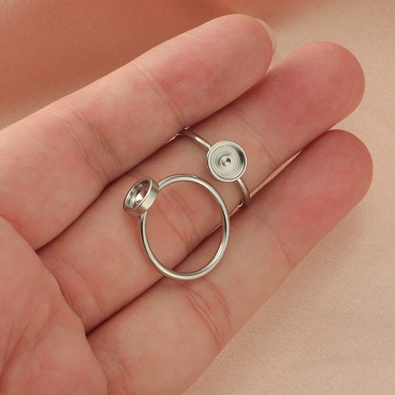 Stainless Steel Ring Jewelry Geometric Style Polish Diy Empty Ring Base - Image 4