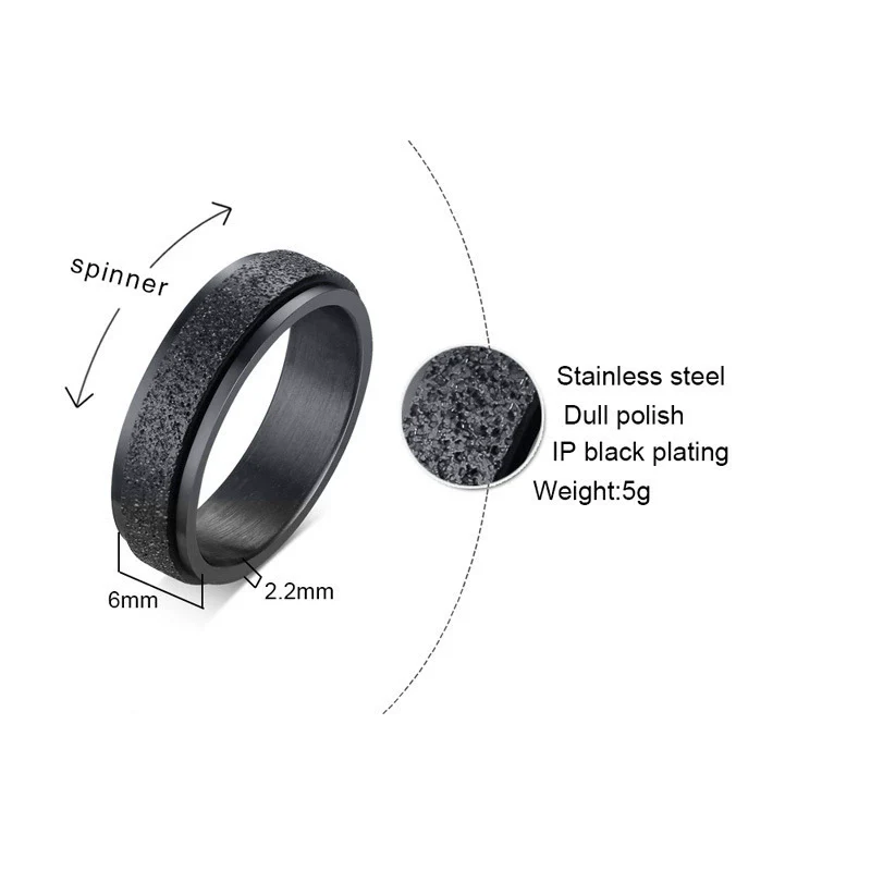 Stainless Steel Rotating Ring With Geometric Pattern And Electroplating For Men And Women - Image 2