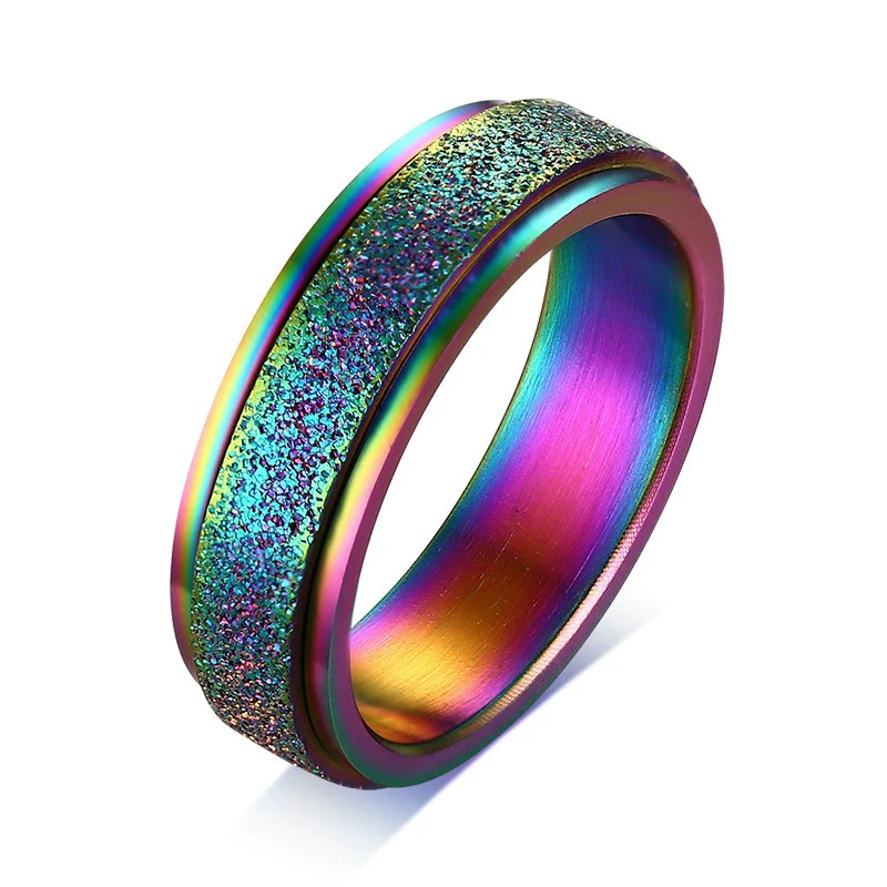 Stainless Steel Rotating Ring With Geometric Pattern And Electroplating For Men And Women - Image 9