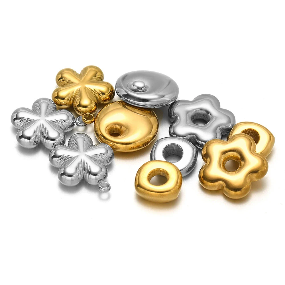 Stainless Steel Round Cake Flower Hexagonal Pendant Jewelry With Electroplating For Necklace And Bracelet - Image 4