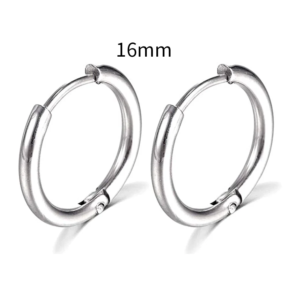 Stainless Steel Round Circle Electroplating Men's Body Piercing Jewelry Earrings - Image 10
