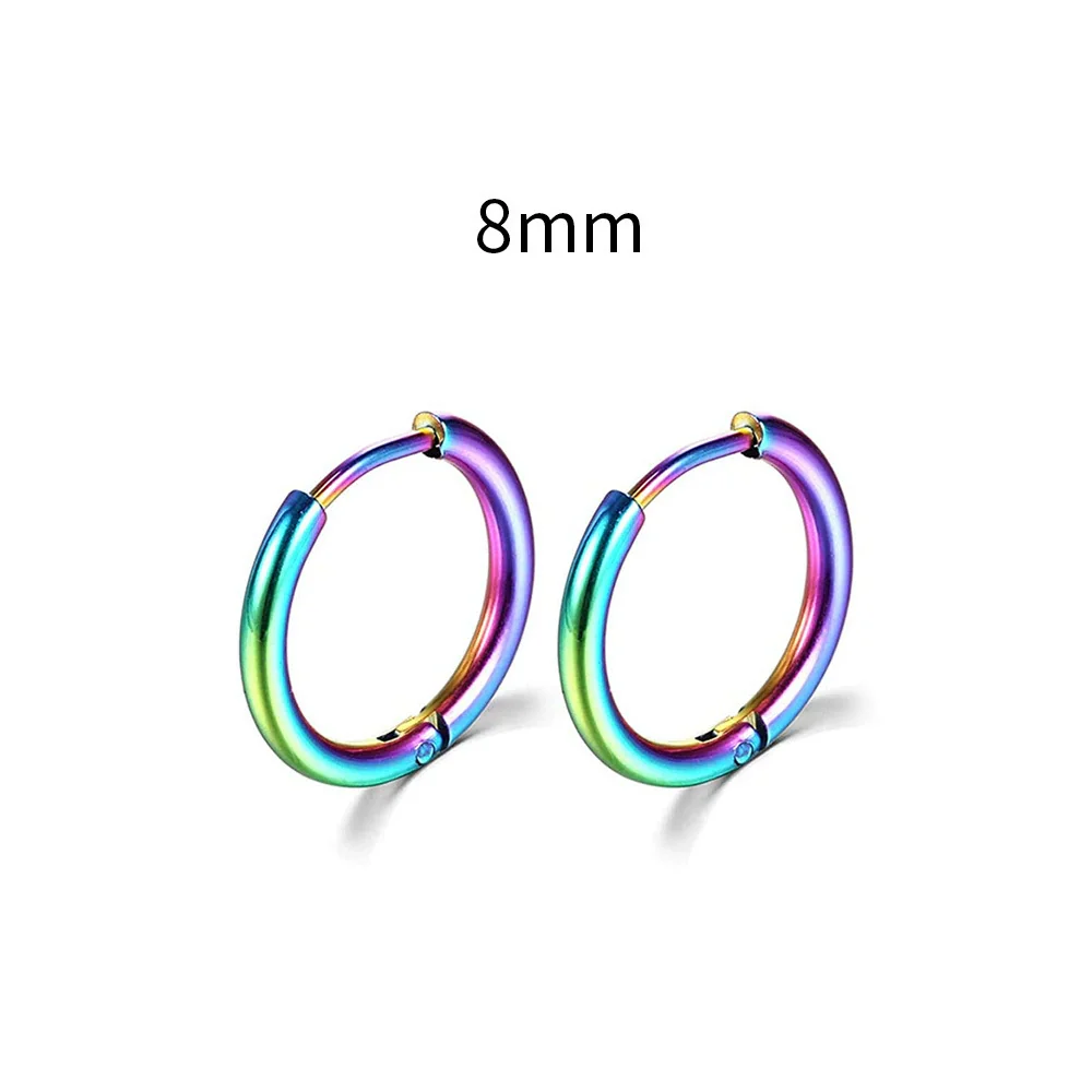 Stainless Steel Round Circle Electroplating Men's Body Piercing Jewelry Earrings - Image 20