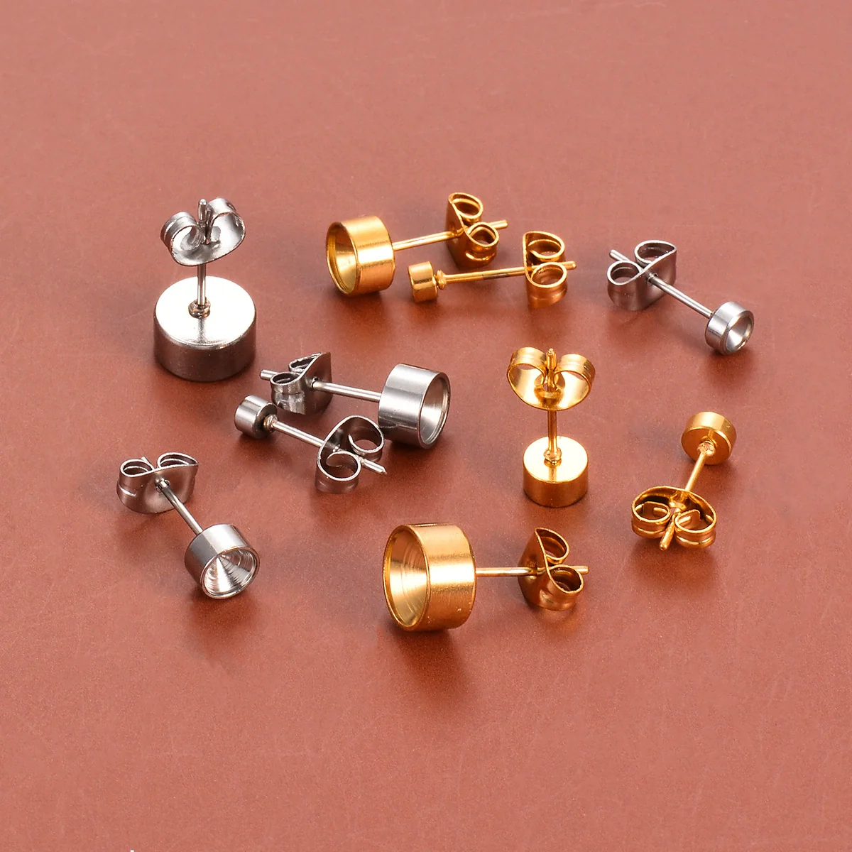 Stainless Steel Round Diamond Earrings Set With Electroplating Treatment Jewelry Accessories - Image 4