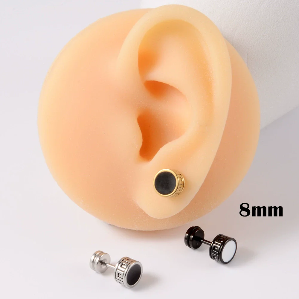 Stainless Steel Round Ear Studs With Oil Drop Bag Drill Electroplated For Piercing - Image 10