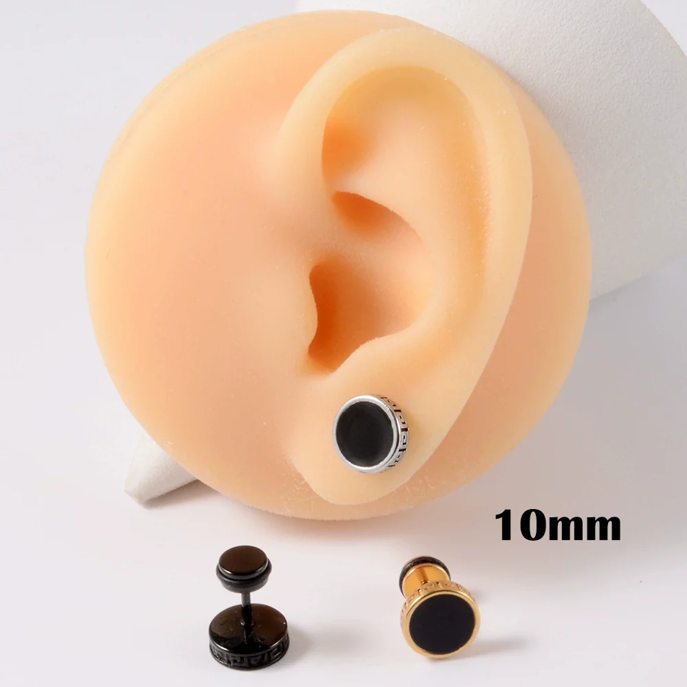 Stainless Steel Round Ear Studs With Oil Drop Bag Drill Electroplated For Piercing - Image 11