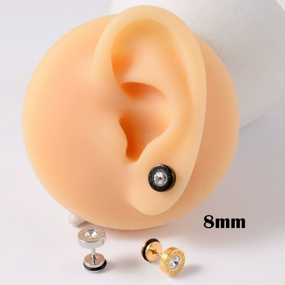 Stainless Steel Round Ear Studs With Oil Drop Bag Drill Electroplated For Piercing - Image 6