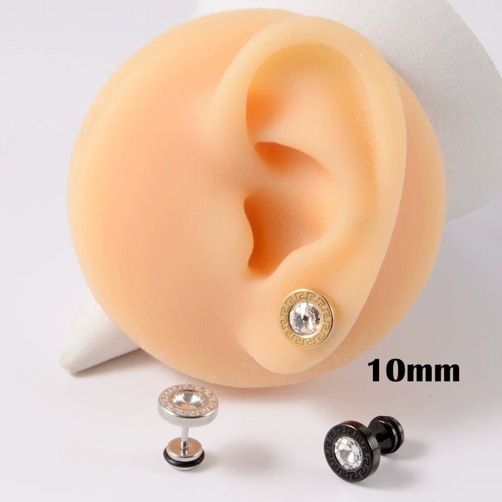 Stainless Steel Round Ear Studs With Oil Drop Bag Drill Electroplated For Piercing - Image 7
