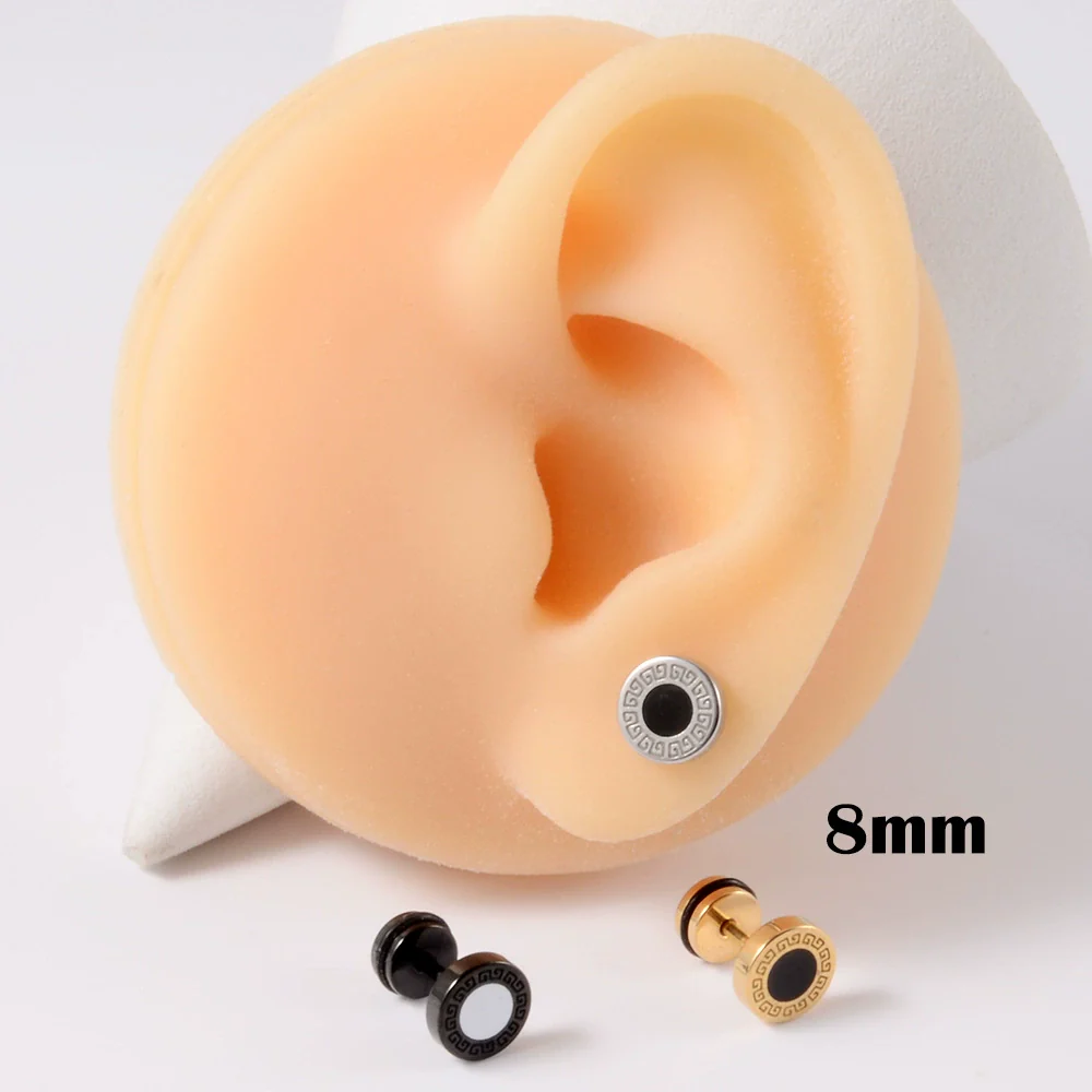 Stainless Steel Round Ear Studs With Oil Drop Bag Drill Electroplated For Piercing - Image 8