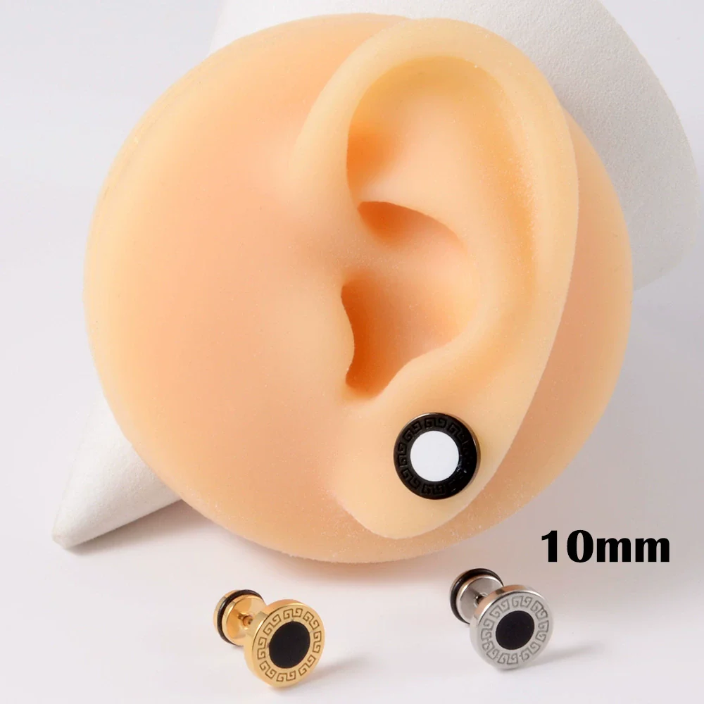 Stainless Steel Round Ear Studs With Oil Drop Bag Drill Electroplated For Piercing - Image 9