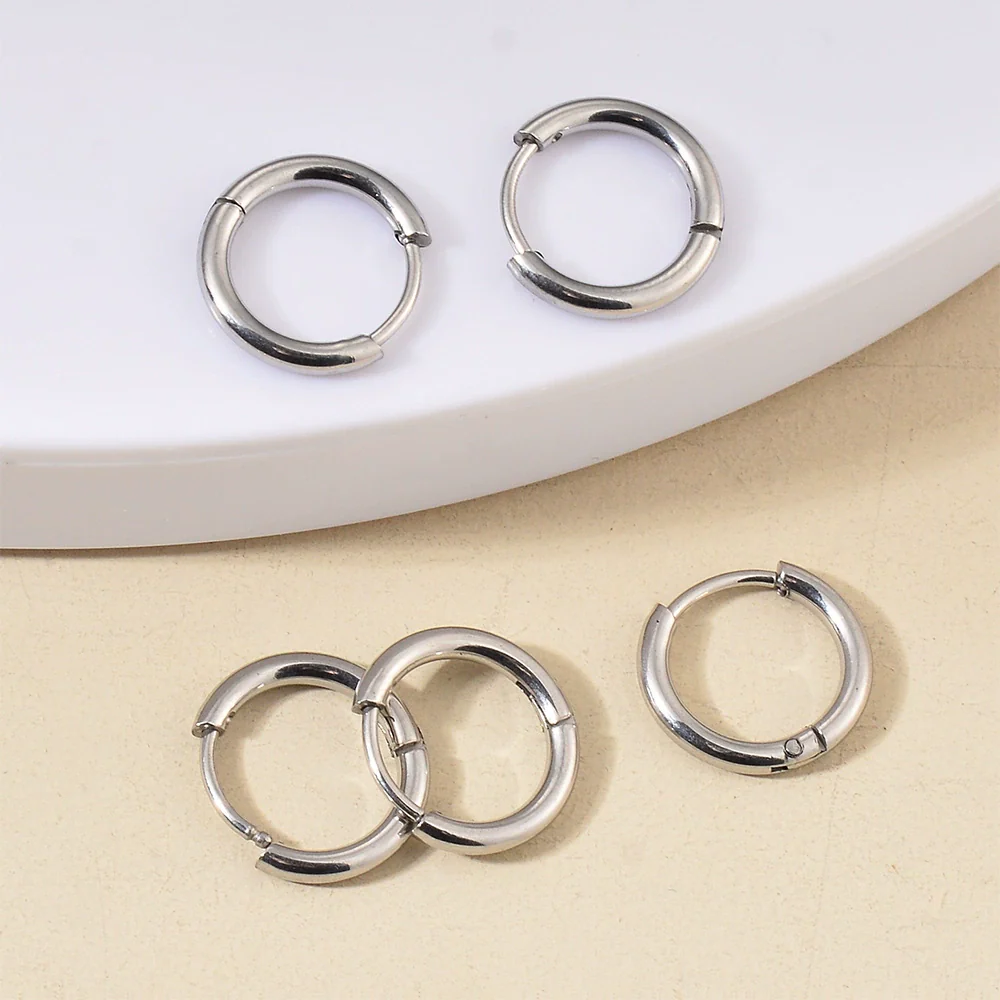 Stainless Steel Round Earring With Electroplating Diy Ear Buckle Accessories - Image 4