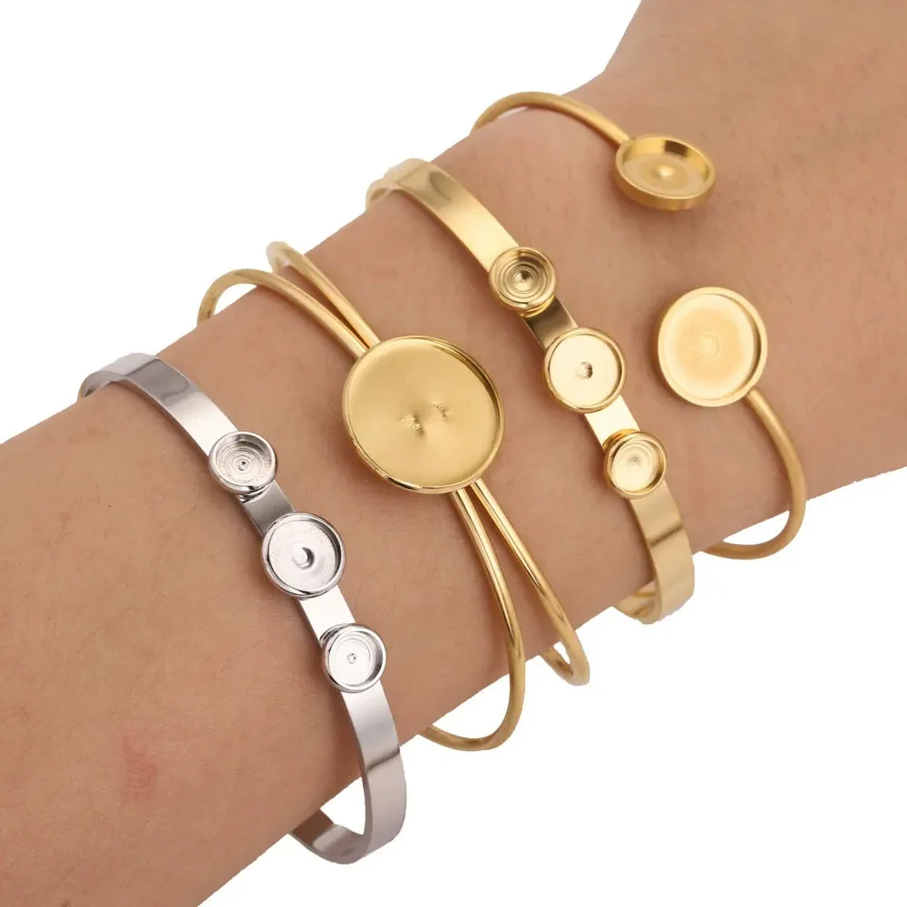 Stainless Steel Round Geometric Original Design Polished Diy Bracelet Jewelry Accessories With 18K Gold Vacuum Plating