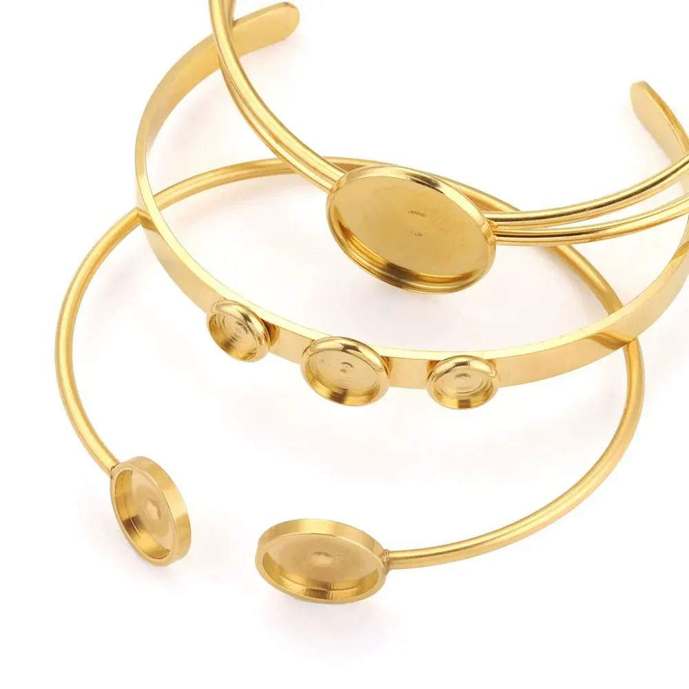 Stainless Steel Round Geometric Original Design Polished Diy Bracelet Jewelry Accessories With 18K Gold Vacuum Plating - Image 3