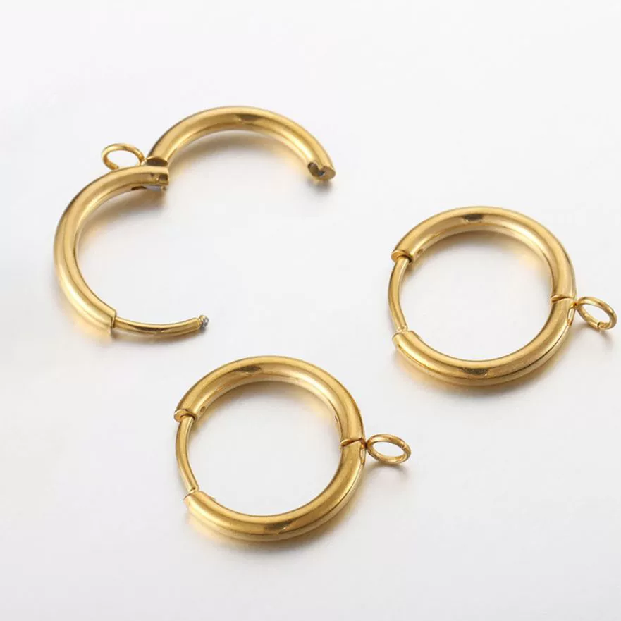 Stainless Steel Round Handmade Electroplated Earrings With Titanium Steel Ear Hook