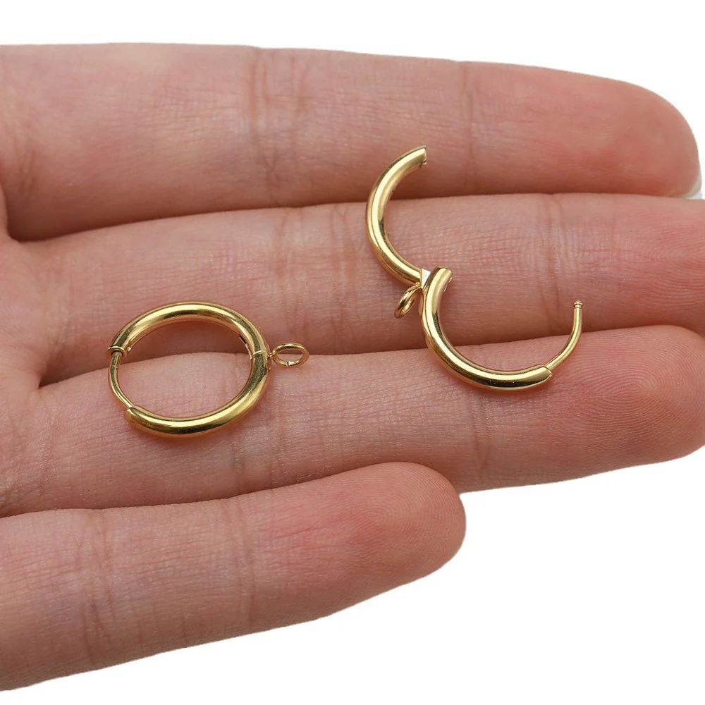 Stainless Steel Round Handmade Electroplated Earrings With Titanium Steel Ear Hook - Image 4