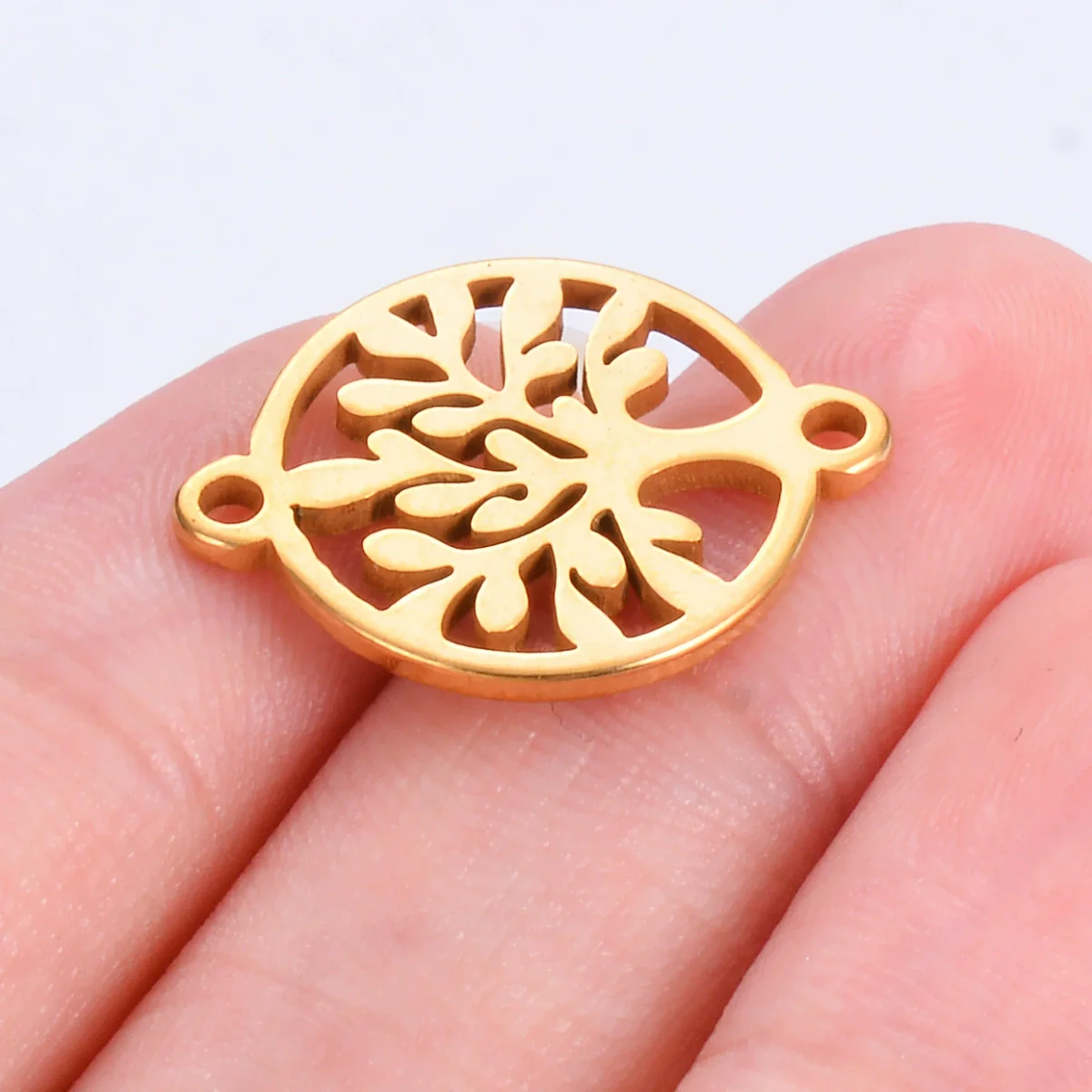 Stainless Steel Round Love Tree Pendant Bracelet Necklace Electroplating Accessories - Image 3