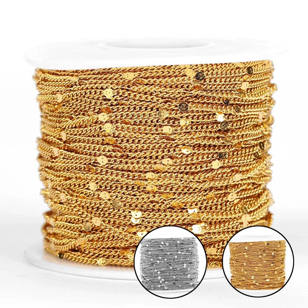 Stainless Steel Sequin Oshaped Electroplated Diy Handmade Jewelry Accessories Necklace Bracelet
