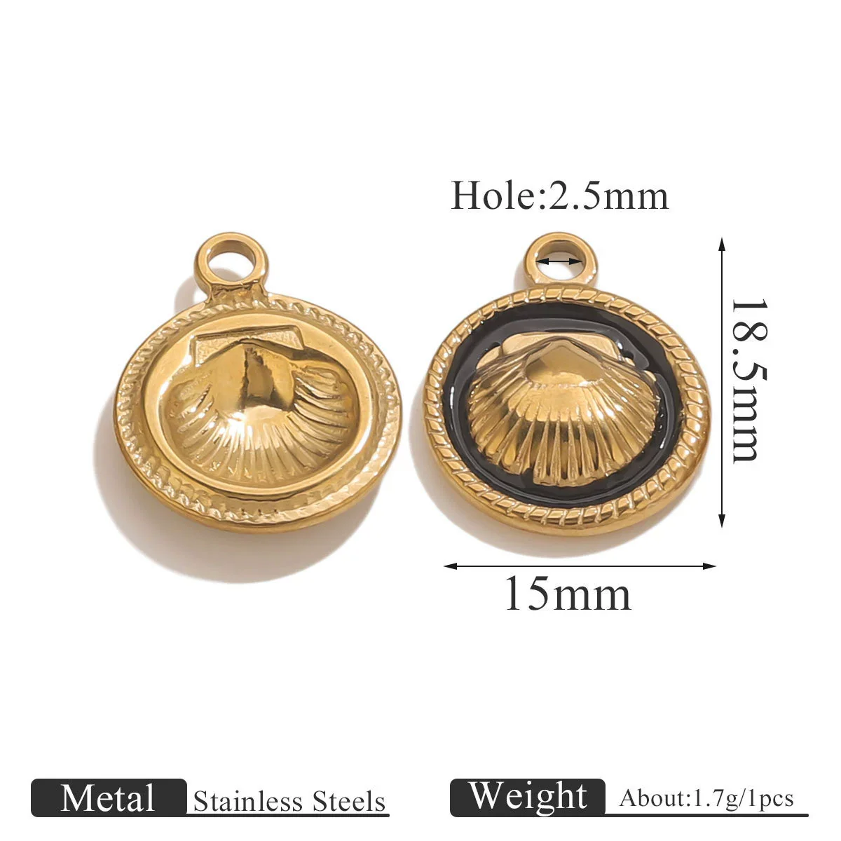 Stainless Steel Shell Round Pendant Jewelry Accessories For Women With Electroplating - Image 6