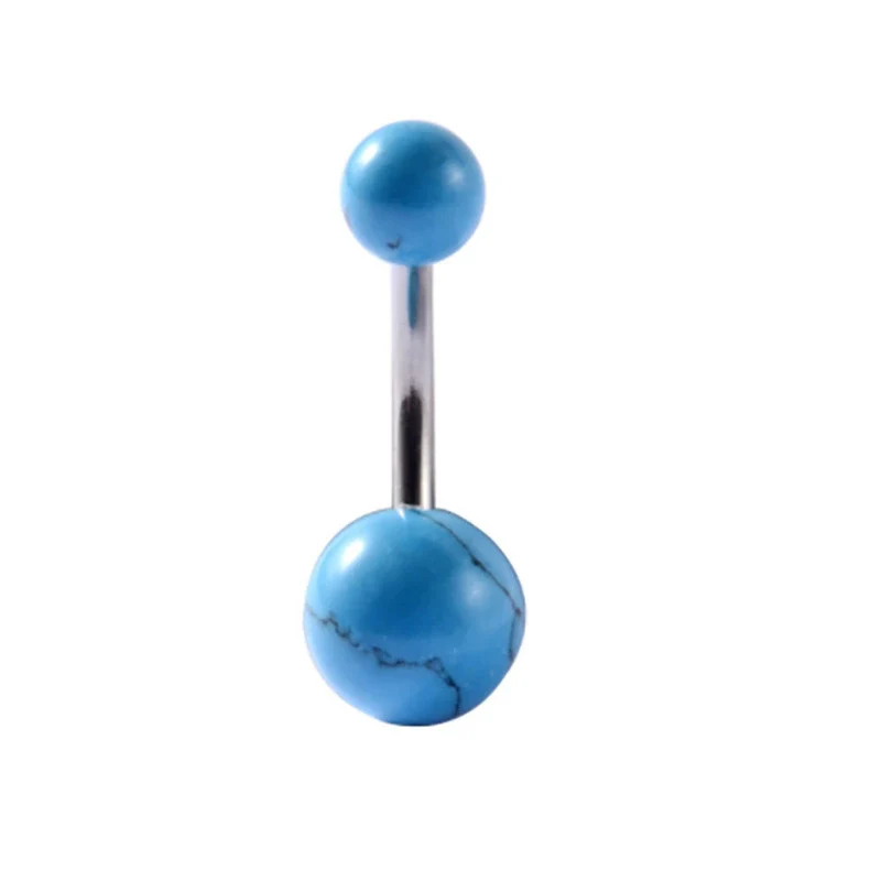 Stainless Steel Simple Geometric Electroplated Navel Ring With Colorful Fish Scale Pearl Ball And Acrylic Opal Mud Diamond Ball - Image 10