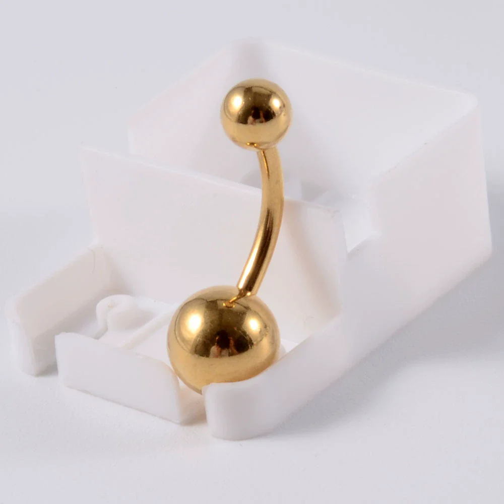 Stainless Steel Simple Geometric Electroplated Navel Ring With Colorful Fish Scale Pearl Ball And Acrylic Opal Mud Diamond Ball - Image 6