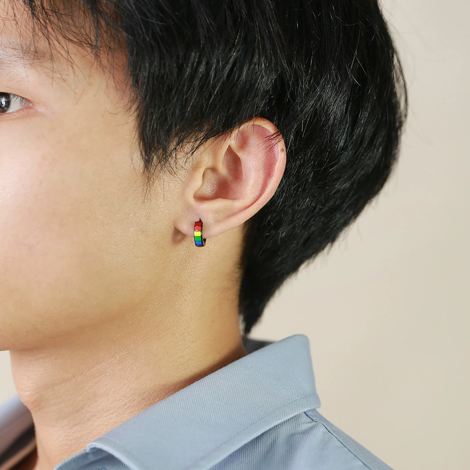Stainless Steel Simple Geometric Nonpiercing Colorful Earrings - Image 2