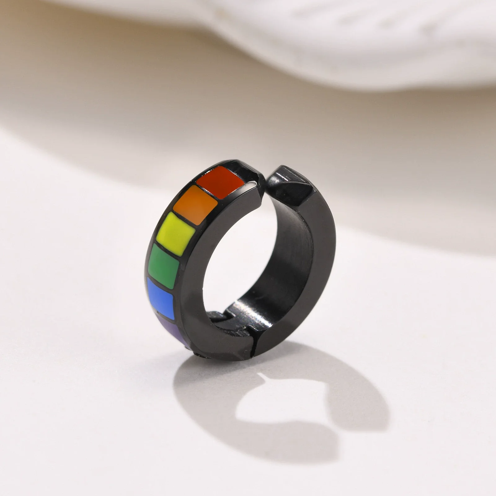 Stainless Steel Simple Geometric Nonpiercing Colorful Earrings - Image 3