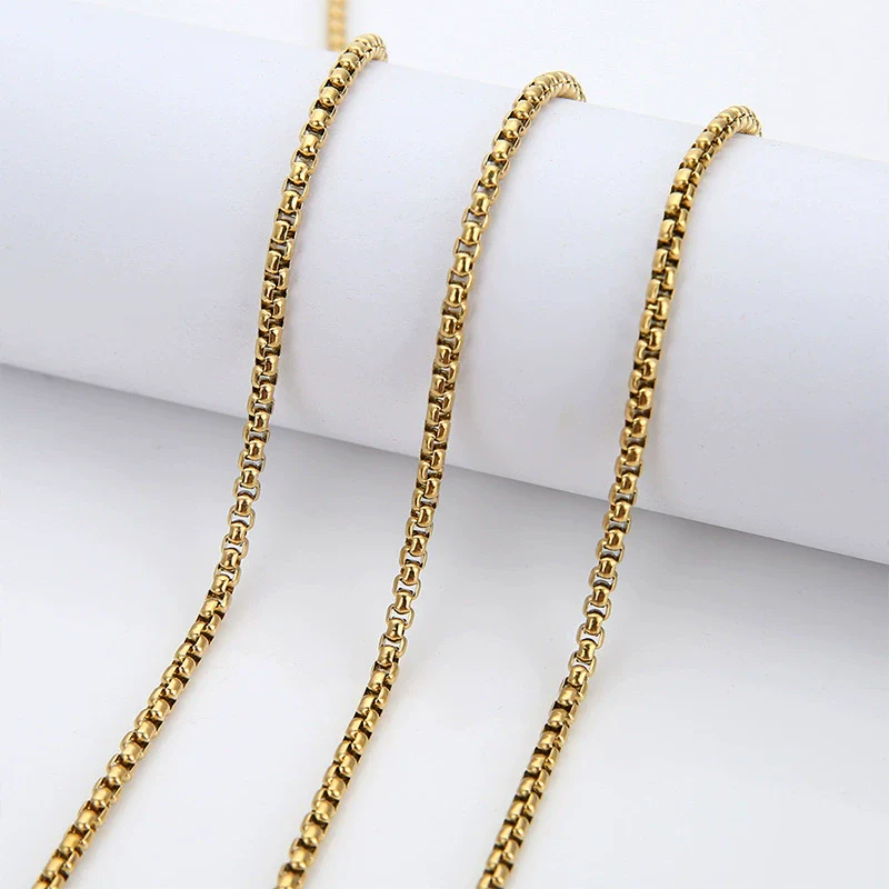 Stainless Steel Square Pearl Chain Electroplated Men's Jewelry Necklace Accessories - Image 3