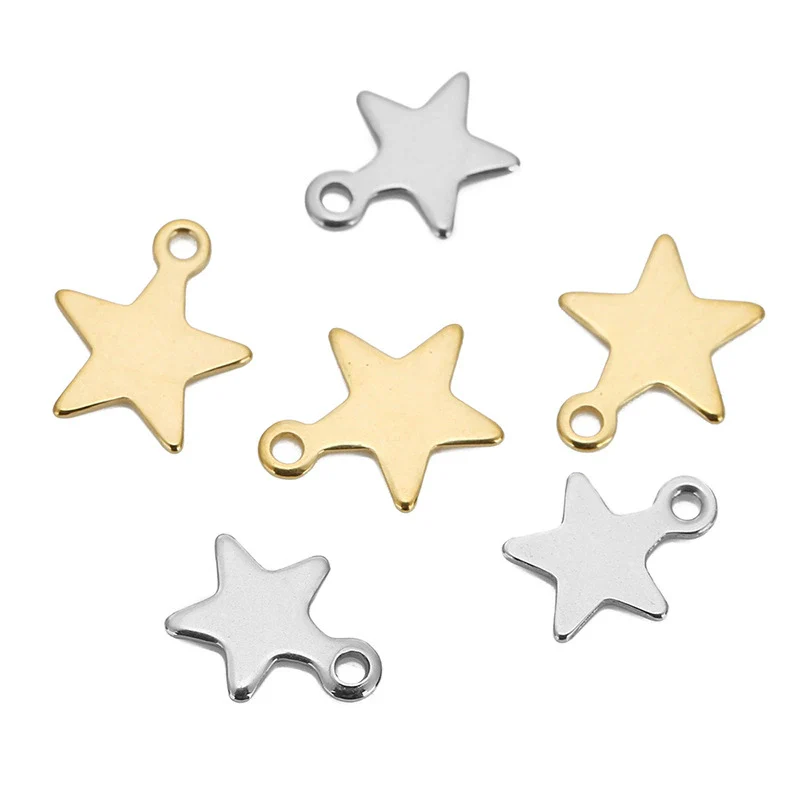 Stainless Steel Star Pendant Bracelet And Necklace Accessories With Electroplating Treatment