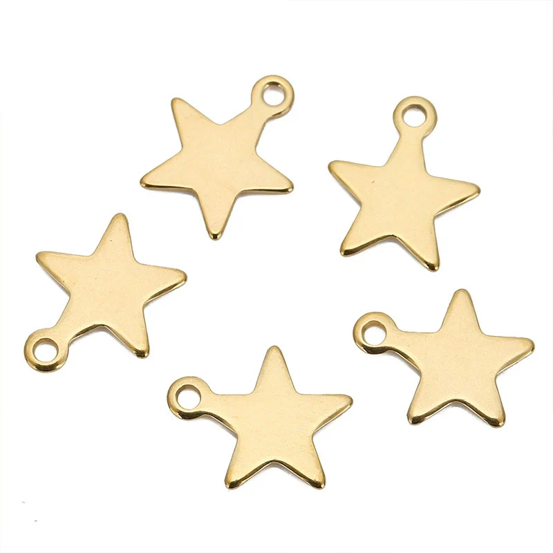 Stainless Steel Star Pendant Bracelet And Necklace Accessories With Electroplating Treatment - Image 2