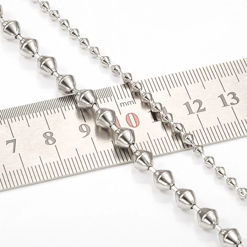 Stainless Steel Tapered Bead Chain Necklace Bracelet With Electrolytic Brightening - Image 3