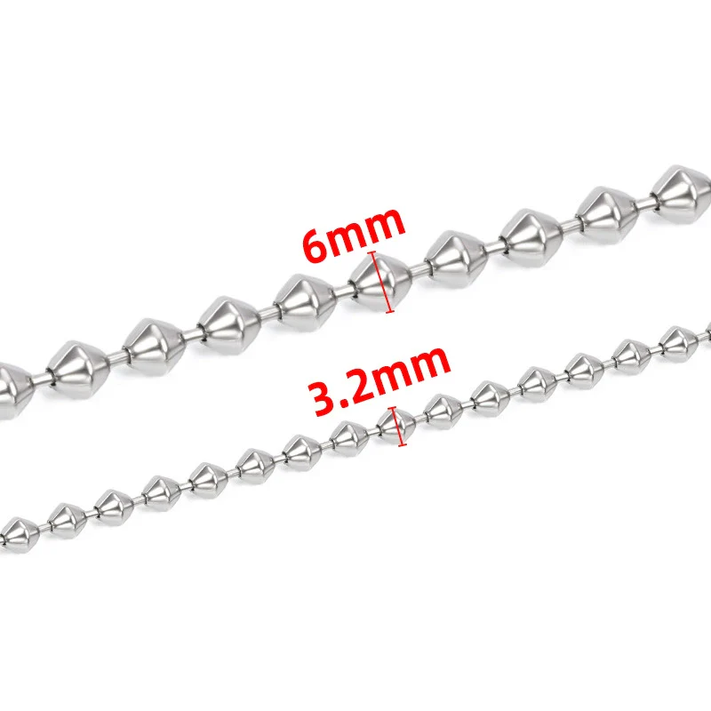 Stainless Steel Tapered Bead Chain Necklace Bracelet With Electrolytic Brightening - Image 4