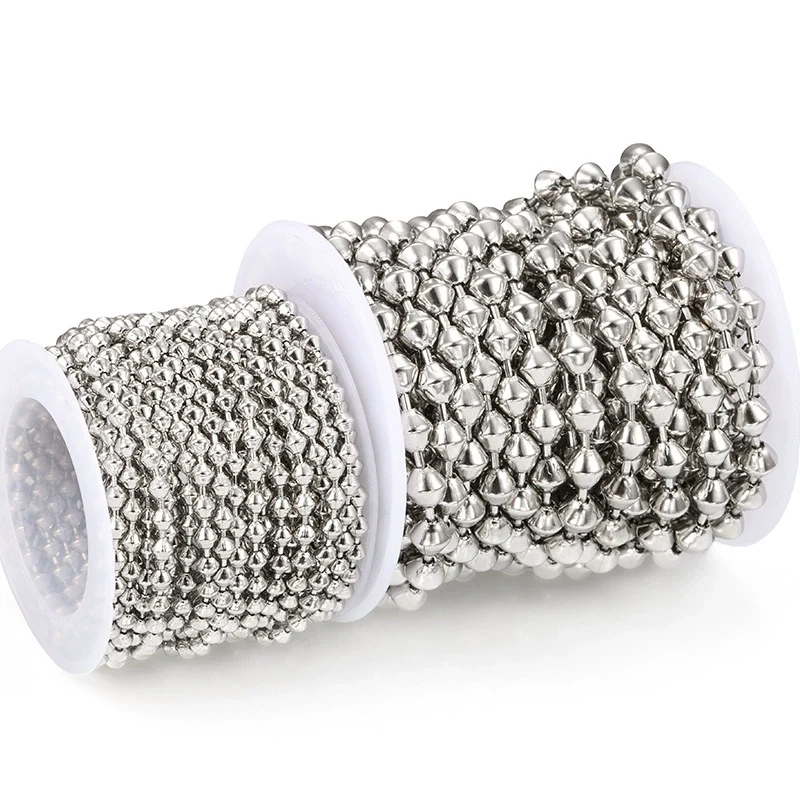 Stainless Steel Tapered Bead Chain Necklace Bracelet With Electrolytic Brightening - Image 5
