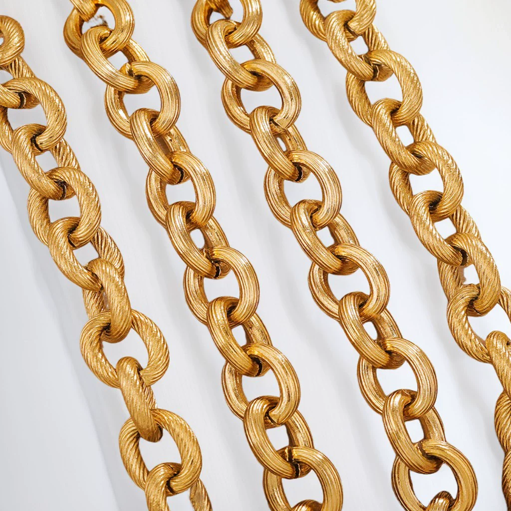 Stainless Steel Thread Cuban Chain Hip Hop Decorative Chain Necklace Bracelet Accessories Electroplated - Image 4