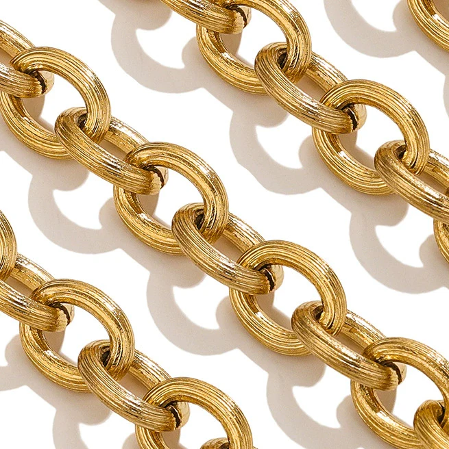 Stainless Steel Thread Cuban Chain Hip Hop Decorative Chain Necklace Bracelet Accessories Electroplated - Image 9