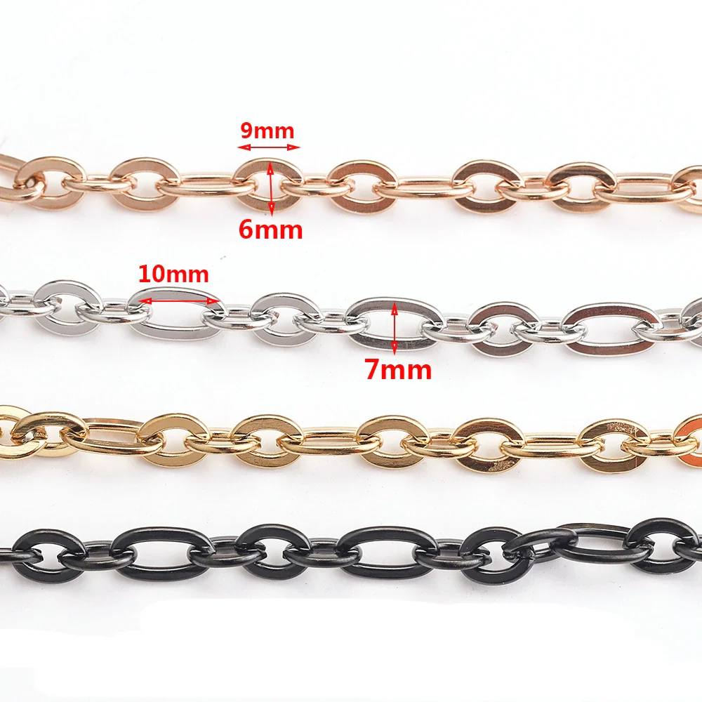 Stainless Steel Thread Pattern Cross Flattened Goldplated Cuban Chain Necklace Diy Jewelry Accessories - Image 2