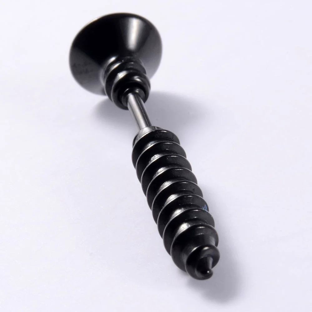 Stainless Steel Triangular Welding Punk Piercing Earrings With Tapered Outer Teeth And Steel Ball - Image 14