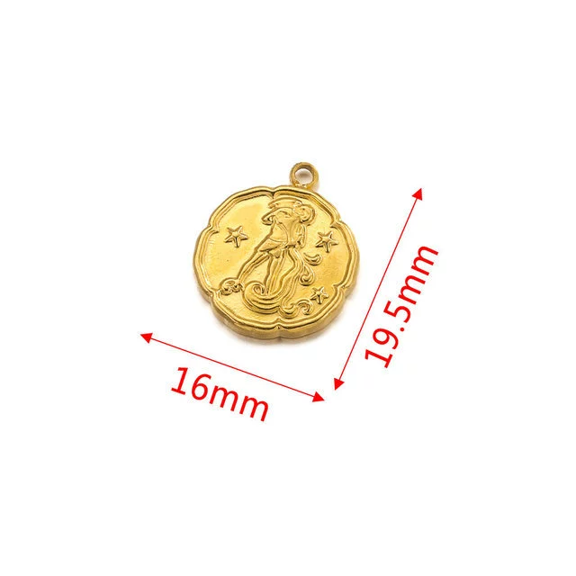 Stainless Steel Twelve Constellations And Fish Pattern Cartoon Pendant Necklace With Electroplating - Image 16