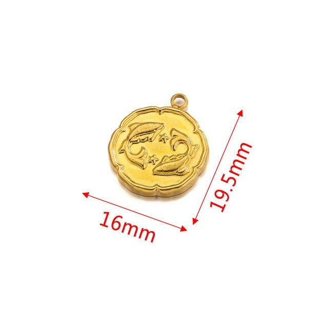Stainless Steel Twelve Constellations And Fish Pattern Cartoon Pendant Necklace With Electroplating - Image 17