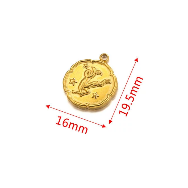 Stainless Steel Twelve Constellations And Fish Pattern Cartoon Pendant Necklace With Electroplating - Image 6