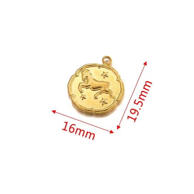 Stainless Steel Twelve Constellations And Fish Pattern Cartoon Pendant Necklace With Electroplating - Image 7