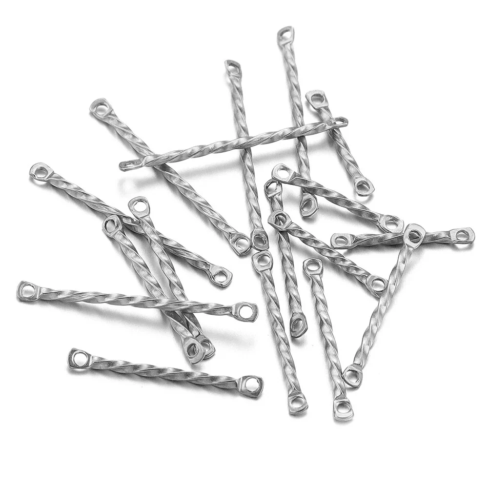 Stainless Steel Twisted Rod Double Hole Connection Diy Jewelry Accessories For Bracelet Necklace Earrings With Electroplating - Image 4