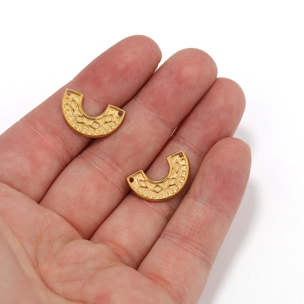Stainless Steel Ushaped Horseshoe Embossed Doublehole Diy Necklace Bracelet Accessory Pendant Electroplated - Image 4