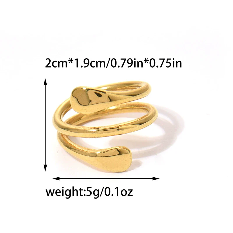 Stainless Steel Ushaped Irregular Wave Ring Electroplated Minimalist Geometric Style For Women - Image 12