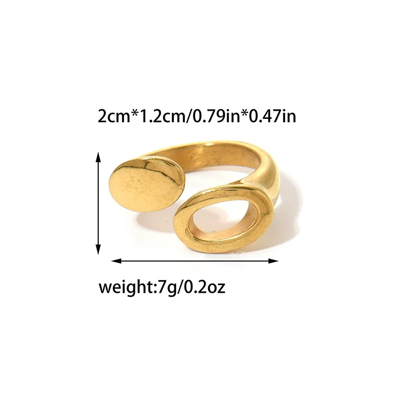 Stainless Steel Ushaped Irregular Wave Ring Electroplated Minimalist Geometric Style For Women - Image 7